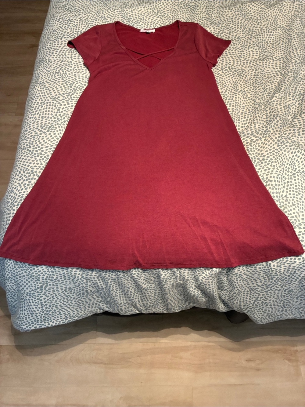 EUC Socialite Cross Front T-Shirt Dress - Faded Red